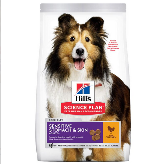 Hill's Science Plan Adult 1+ Sensitive Stomach & Skin Medium με Κοτόπουλο  14 kg